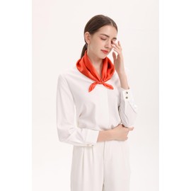 MEISEE Solid Color Mulberry Silk Scarf 21" Square Scarf Neck Scarf Hair Head Breathable Lightweight for Women Gift Packed (orange)