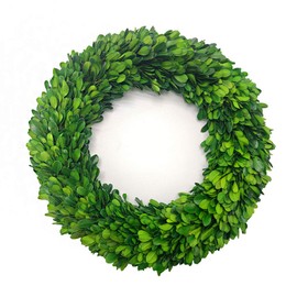LMflorals Preserved Boxwood Wreath Decor 14 inch, Nature Real Handcrafted Boxwood Round Wreath Green Garland for Indoor Farmhouse Decorations Wreath Wall Window Home Décor (14 inch)