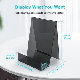 Boloyo Acrylic Book Stand with Ledge,6PC 6 Inch Clear Acrylic Display Easel Clear Black Display Stand Holder Tablet Holder for Displaying Books,Magazine,Plate,Pictures,Artworks, CDs