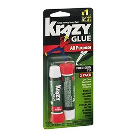 Krazy Glue All Purpose Instant Superglue (2g x 2 Tubes) Clear, Fast-Drying Adhesive, Precision One-Drop Applicator for Ceramic, Plastic, Wood, Glass, Rubber, Metal & More
