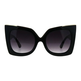 Womens Sunglasses Oversized Fashion Square Butterfly Metal Top Accent Black