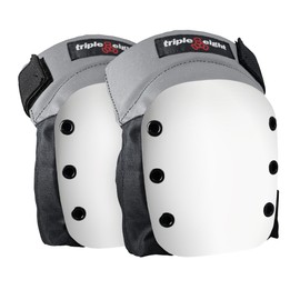 Triple Eight Street Knee Pads for Skateboarding with Adjustable Straps (1 Pair), Gray/White, X-Small