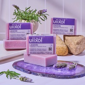 Uiixol Aceites Esenciales - Kit de 5 Jabones Artesanales en Barra, Jabones de Baño con Aromaterapia, con Aroma a Lavanda, Aumenta tu Creatividad e Inspiración 100gr c/u