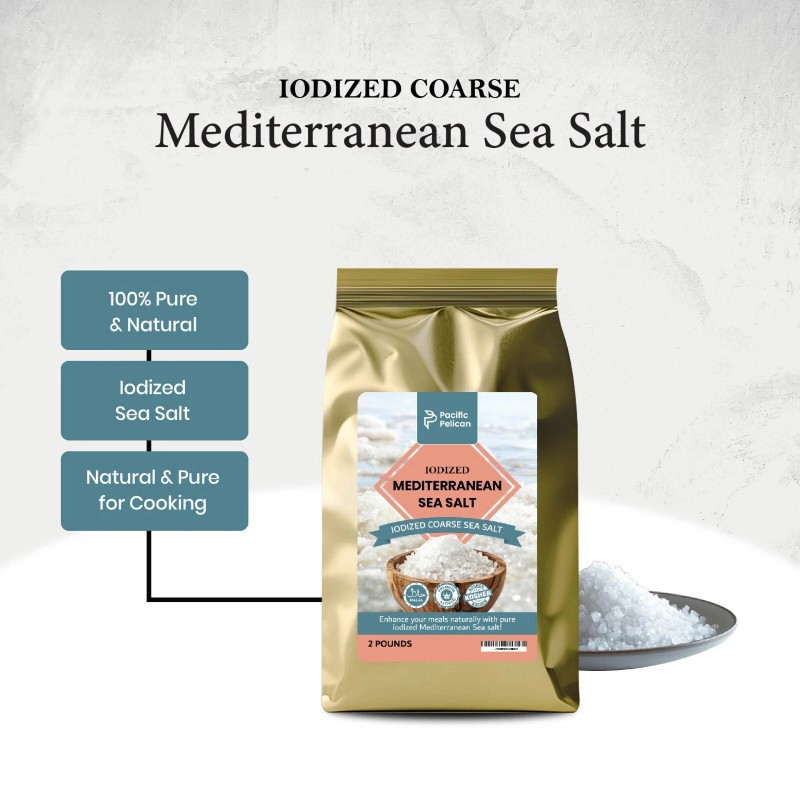 Pacific Pelican Coarse Grain Iodized Mediterranean Sea Salt, 2 Pounds,
