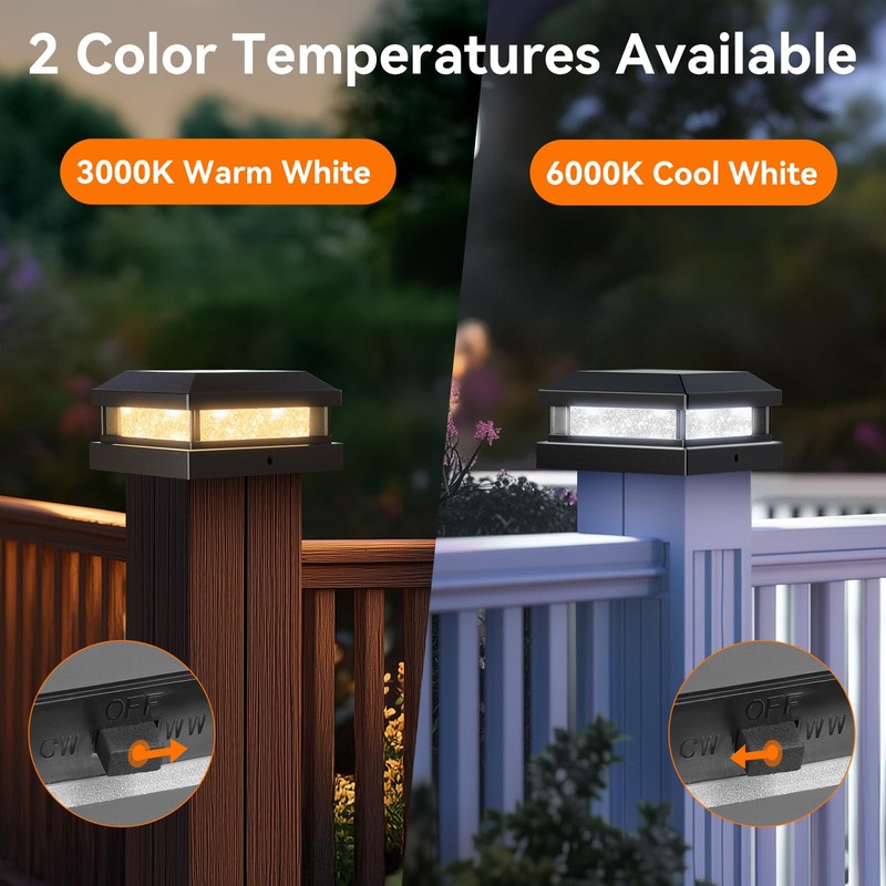 Solar Light Outdoor 4 Packs, Waterproof Solar Powered Post Cap