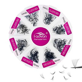 500 Premade Fans Eyelash Extensions mixed tray 9-16mm 10D Premade Volume Eyelash Extensions 0.07mm Thickness premade lash fans Handmade Loose Volume Lashes (10D-0.07D, 9-16mm)