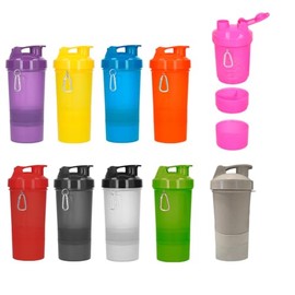 Cilindro Shaker para proteina 450ml. Botella con compartimentos y mezclador. Varios colores. (Verde)
