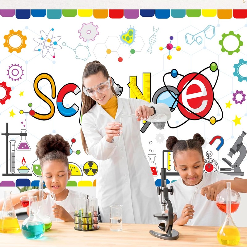Withu Science Backdrop White Board Cartoon Chemical Equipment Experimental Study