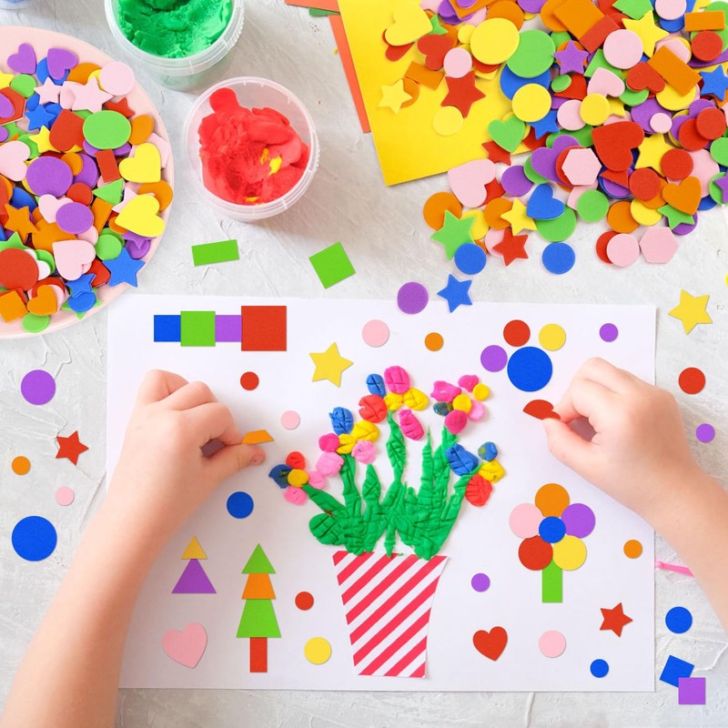 1218 Pcs Foam Stickers 7 Colors Self Adhesive Foam Shapes