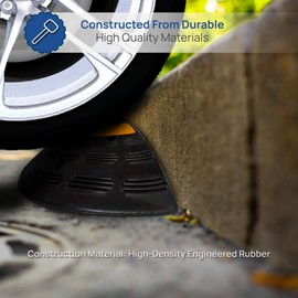 Vehicle Curb Ramp End Caps - 2PC Heavy Duty Rubber Threshold Driveway End Caps for Loading Dock, Garage, Sidewalk, Truck, Scooter, Bike, Motorcycle, Wheelchair Mobility - Pyle PCRBDR40