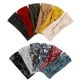 12 Pack Bow Headbands for Women Headwraps Hair Band Knotted Headband Rabbit Ears Stretchy Turban Head Wraps Fashion Head band Sport Cute Hair Accessories (Bohemian colors)