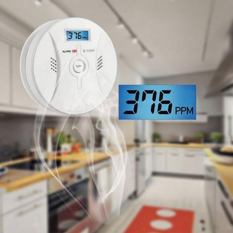 Advanced Carbon Monoxide Detector with LCD Display for Room &