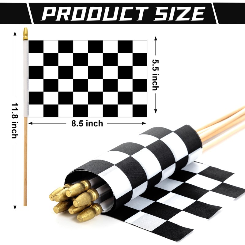 30Pcs Black and White Checkered Flags, Checkered Racing Flag On
