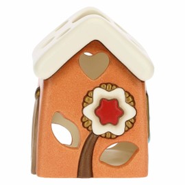 THUN - Tea Light Holder in Brown Colour Made of Ceramic, Hand Decorated, Line Winter Gifts - Christmas Gift Idea 2022-9 x 9 x 11 cm H