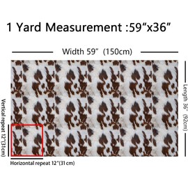 Abstract White Brown Cow Fur Print DIY Fabric by The Yard for Adults Craft Lovers,Farm Cowhide Texture,Decorative DIY Fabric for Upholstery and Home Accents,1 Yard,Rustic Farmhouse,Not Really Cow Fur