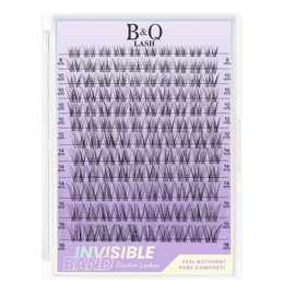 B&QLASH Lash Clusters- Invisible Band Eyelash Clusters 8- 16Mix C Curl Widespan Spikes Cluster Eyelash Extensions Ultra-Thin & Soft Band PestañAs Postizas Naturales Wispy Lash Cluster Diy at Home（Fairy）