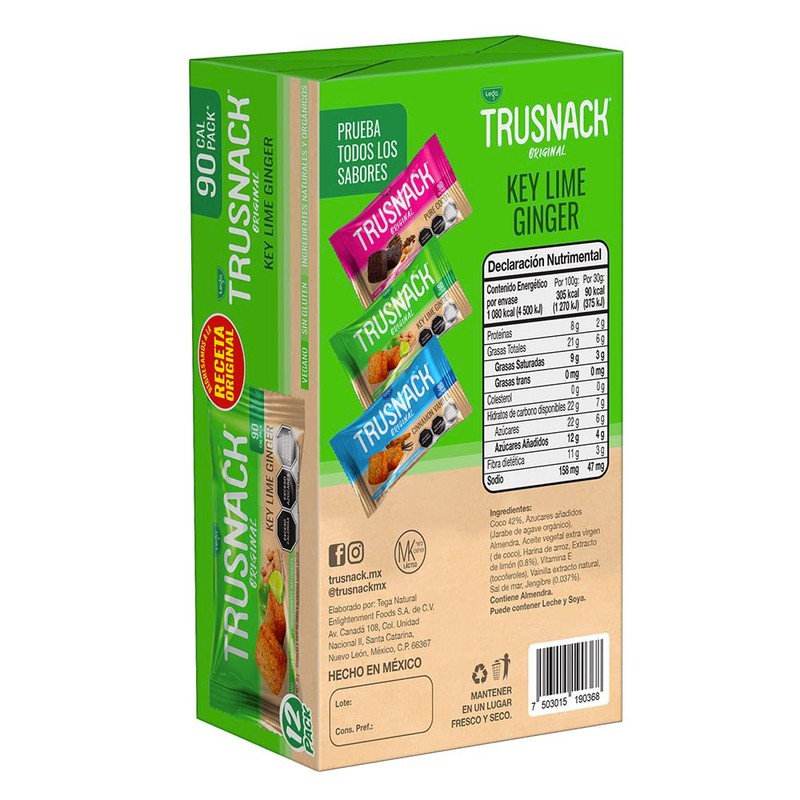 Trusnack Key Lime Ginger - 90 Cal Pack - Gluten