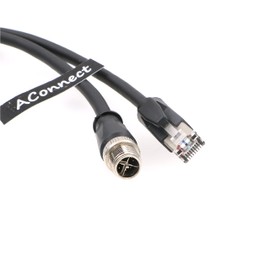 Cable Ethernet blindado industrial M12-X-Code-RJ45 para cámara industrial Cognex M12 8 pines X-Code macho a RJ45 Cat6a flexible 6.6 pies | 2 m