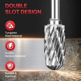 NEUTYPECHIC Pack of 10 Carbide Burrs with Double Cut, Diamond Burrs with 1/4 Inch Shank, Diamond Grinding Pins, Diamond Cutter for DIY Woodworking, Carving, Metal Polishing and Drilling