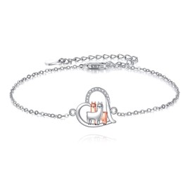YFN Lama Armband Sterling Silber Zwei Alpakas Charme Armband Alpaka Schmuck für Damen Llama Geschenke
