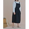 LeafIn Women's Flower Pattern Apron One-Piece Cotton 2-Way Pocket Long