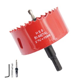 Laiwei Bi-Metal Hole Saw Drill Bit HSS Hole Cutter with Mandrel for Wood and Metal (75 mm)