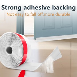 【2026 New Upgrade】 Wide Silicone Weather Stripping Door Seal with Strong Adhesive 2" x 20 ft, Draft Stopper Tape for Door Frame, Side and Bottom Gaps Strip for Glass Shower, Transparent