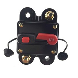 ZOOKOTO 12V-24V DC Circuit Breaker 60A, Trolling Motor Auto Car Marine Boat Bike Stereo Audio Inline Fuse Inverter with Manual Reset with Waterproof Cover