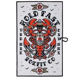 RokFit Gym & Golf Towel – Multi-Use, Quick-Dry, Durable Utility Towel with Bold Graphic and Carabiner Clip (Hold Fast)