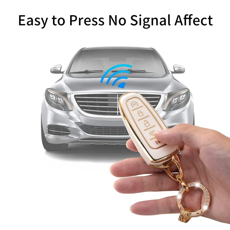 2Pcs Key Fob Cover with Metal Keychain, Soft TPU Protection