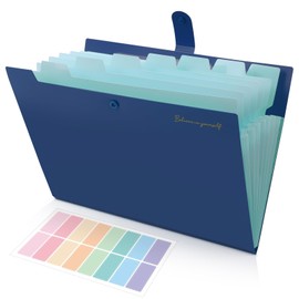 SKYDUE Accordion File Organizer – 8-Pocket Expanding File Folder with Inner Card Pocket for Documents, School, Office, and File Organization, Blue