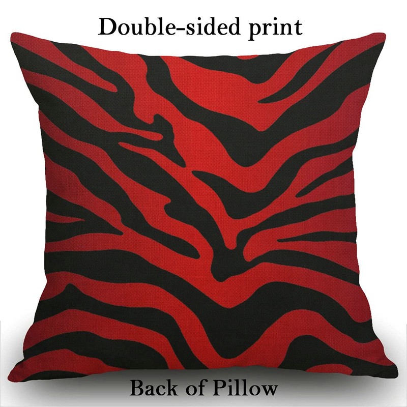 Smooffly Red and Black Zebra Print Stripes Animal Print Cushion