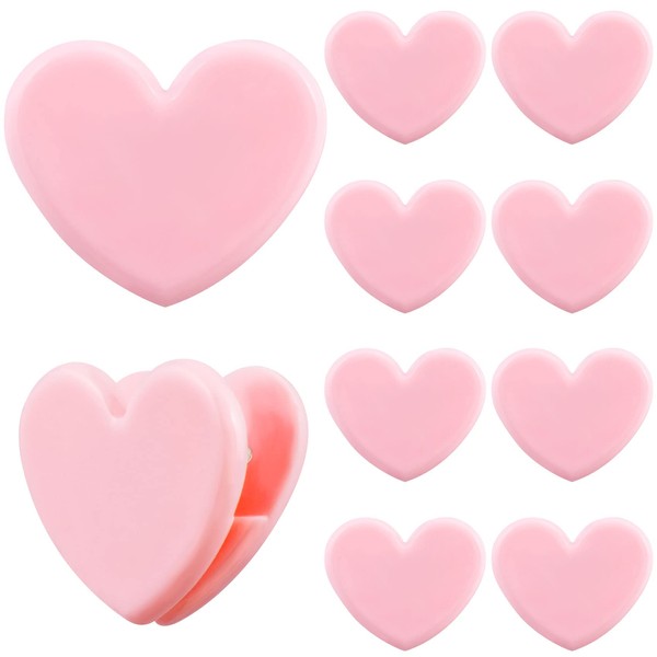 HINZIC 30pcs Heart Shaped Binder Clips, Mini Pink Paper Bookmarks