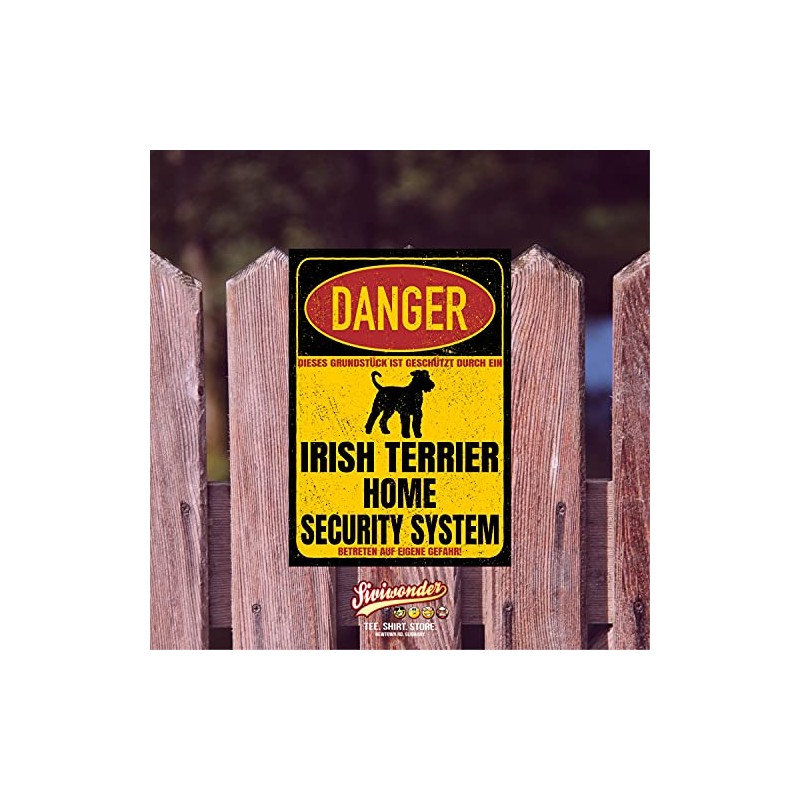 Irish Terrier Sign Danger Security System Door Sign Dog Warning