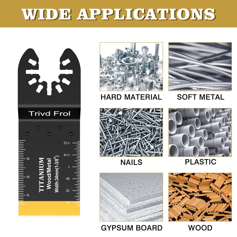 Trivd Frol 15 PCS Titanium Oscillating Saw Blades Metal Cutting,