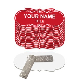 Signs ByLITA Designer Name Tags Blank Badges (1"x3") With Magnetic Fastener Backing (10 Pack) - Red