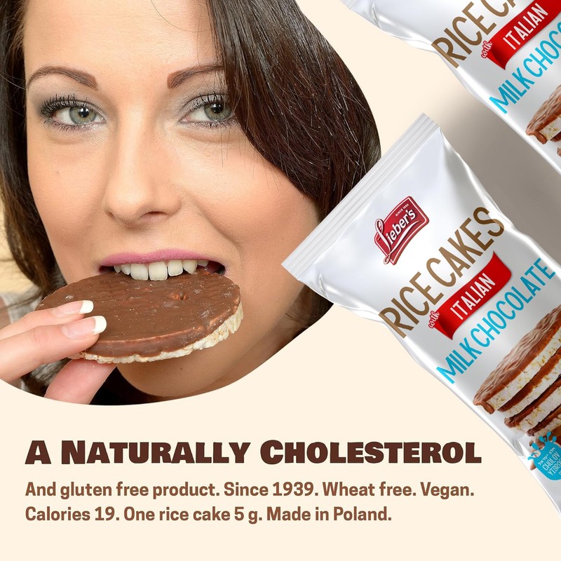 LIEBERS Kosher Certified Dairy Italian Milk Chocolate Rice Cakes, Gluten