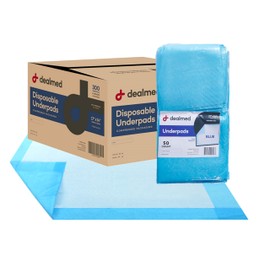 Dealmed Standard Non-Sterile Medical Underpads, Disposable 2-Ply Tissue Fill, 24" x 17", Blue, Perfect for Pet Pads, Furniture Protection and More, 50 Count (6 Pack)