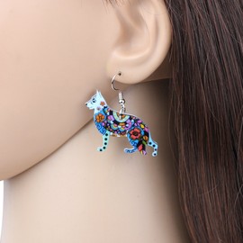 Bonsny Acrylic Drop Dangle German Shepherd Dog Pets Earrings Funny Design Lovely Gift For Women Fashion Jewelry … (Blue)