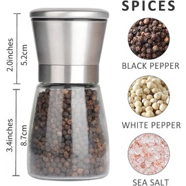 Gulex® Pepper Grinder Pepper Mill, Salt Grinder Refillable,(Single Package) Adjustable, Stainless Steel Sea Salt Shaker with Ceramic Rotor (1 pack)