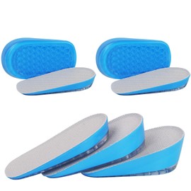 URAQT Gel Height Increase Insole, 2 Pairs Invisible Height Insole Heel Shoe Lift Inserts, Comfort Elevator Shoe Insoles, Elastic Shock Absorption Heel Cushion Pads for Men and Women, 3 Heights