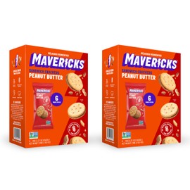 Mavericks Sandwich Crackers Peanut Butter - Peanut Butter Crackers, Snack Crackers, Sandwich Cracker Snack Packs Bulk, Whole Grain, Non-GMO - 2 Boxes (12 Snack Packs)