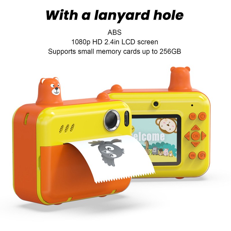 Kids Printing Camera 2.4in LCD Screen Dual Lens HD 1080P