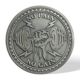 AtSKnSK Encouragement Coin No Pain No Gain Challenge Coin Funny Challenge Coin Novelty Coins Collectible Coins Pocket Token One Chip Challenge 2024 Medallion Gifts for Men Women