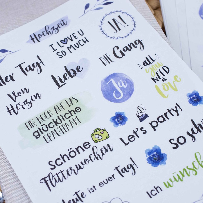 Papierdrachen 3 Sheets of Stickers for Wedding – Guest Book
