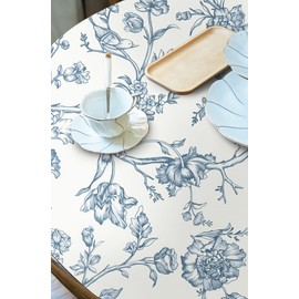 Safiyya Peel and Stick Wallpaper Floral Birds Contact Paper Blue White Wallpaper Peel and Stick Removable Wallpaper Boho Wallpaper Flower Contact Paper for Walls Vinyl Rolls 118"x17.3"