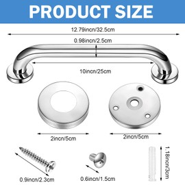 Therwen 6 Pack Grab Bars for Bathtubs and Showers Shower Grab Bars for Seniors Stainless Steel Bathroom Handicap for Elderly for Wall Shower Handle Assist Device(12 Inch,Silver)