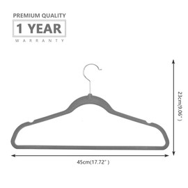 Premium Velvet Hangers (Pack of 50) Heavyduty - Non Slip - Velvet Suit Hangers Gray - Chrome Hooks,Space Saving Clothes Hangers