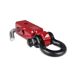 AGENCY 6 Recovery Shackle Block Assembly 2 INCH Double Hole Powder Coat RED - Hitch Receiver Block - Proudly Made in The USA with US Certified Materials - Includes Hitch pin and D-Ring