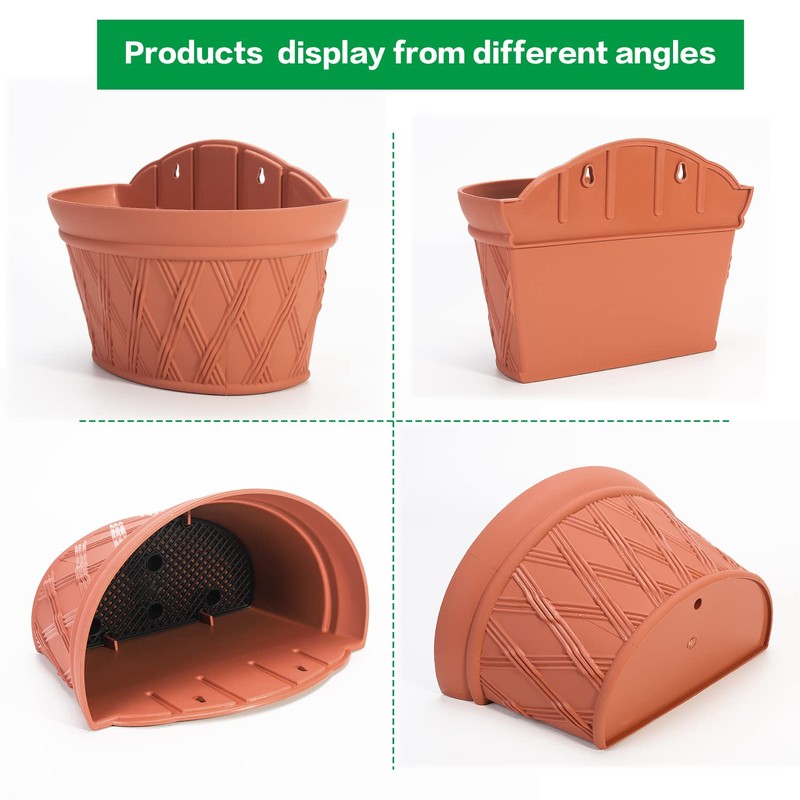 Sungmor Wall Hanging Planters,11.5 Inch Hanging Flower Pots for Railing